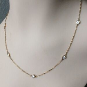 Sterling Silver Gold Plate Crystal Details Necklace Quality Beautiful!